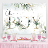 Oh Junge Grün Blätter Gold Boho Babydusche Hintergrund